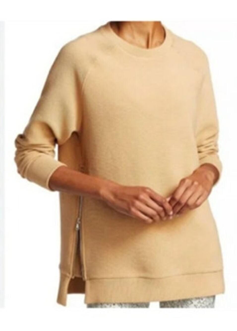 Varley Manning Sweatshirt Tan Ribbed Side Zip Pullover Medium
